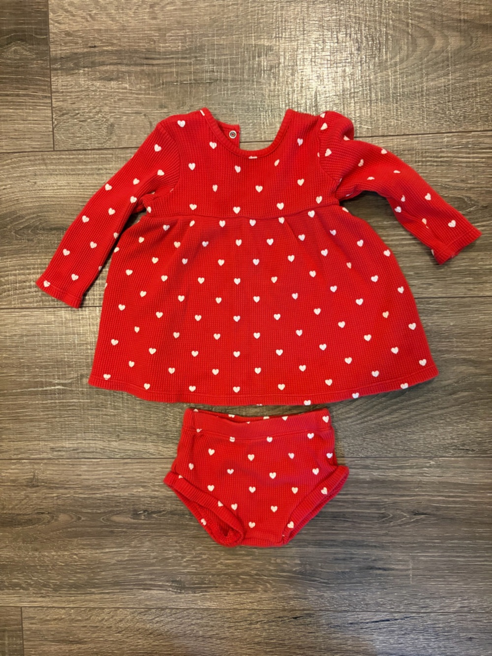 Red Heart Knit Baby Dress with Bloomer